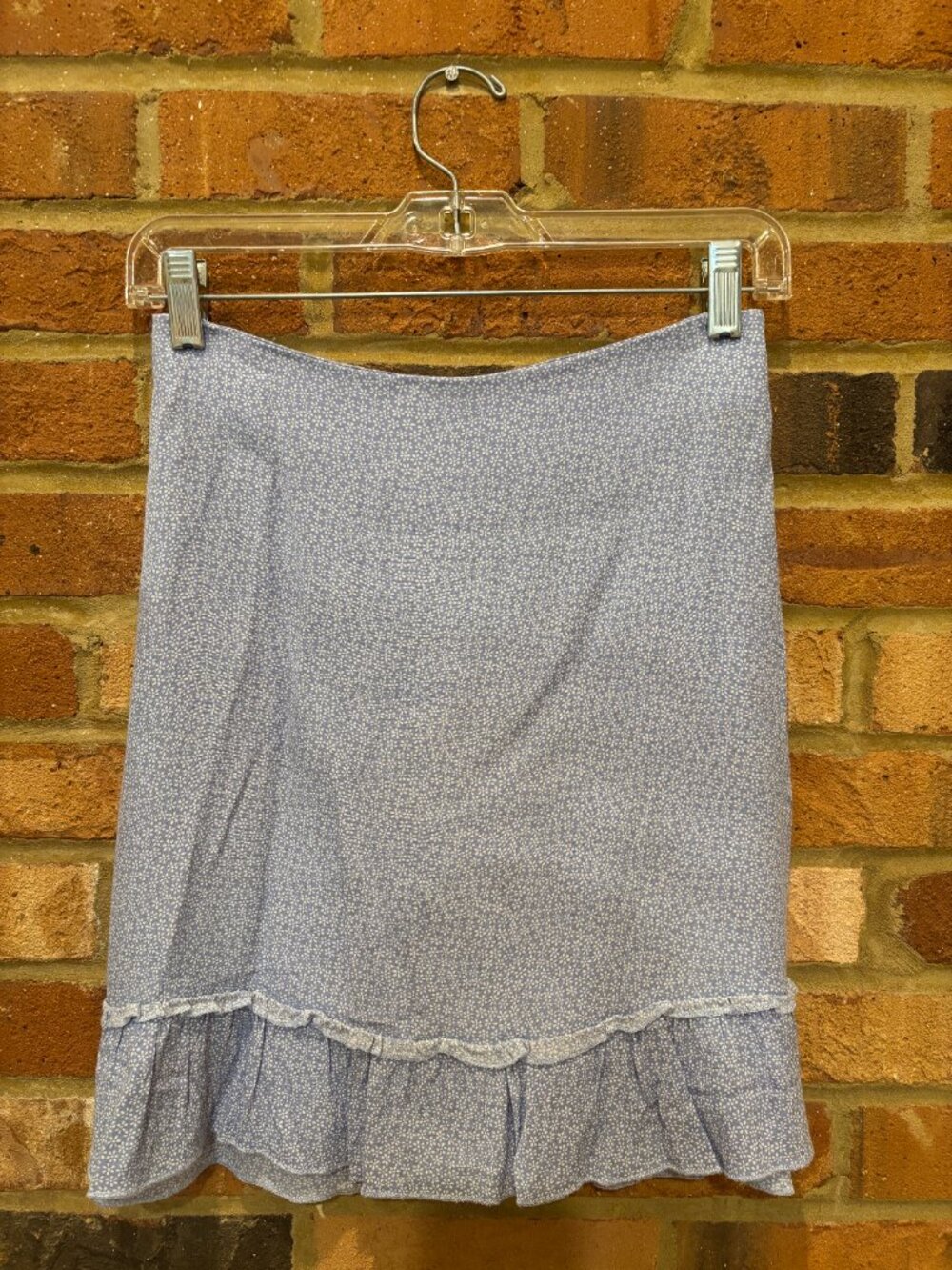 Brandy Melville Light Blue Floral Ruffle Mini Skirt - One Size
